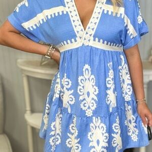 Sky Blue Accented Women's Dress